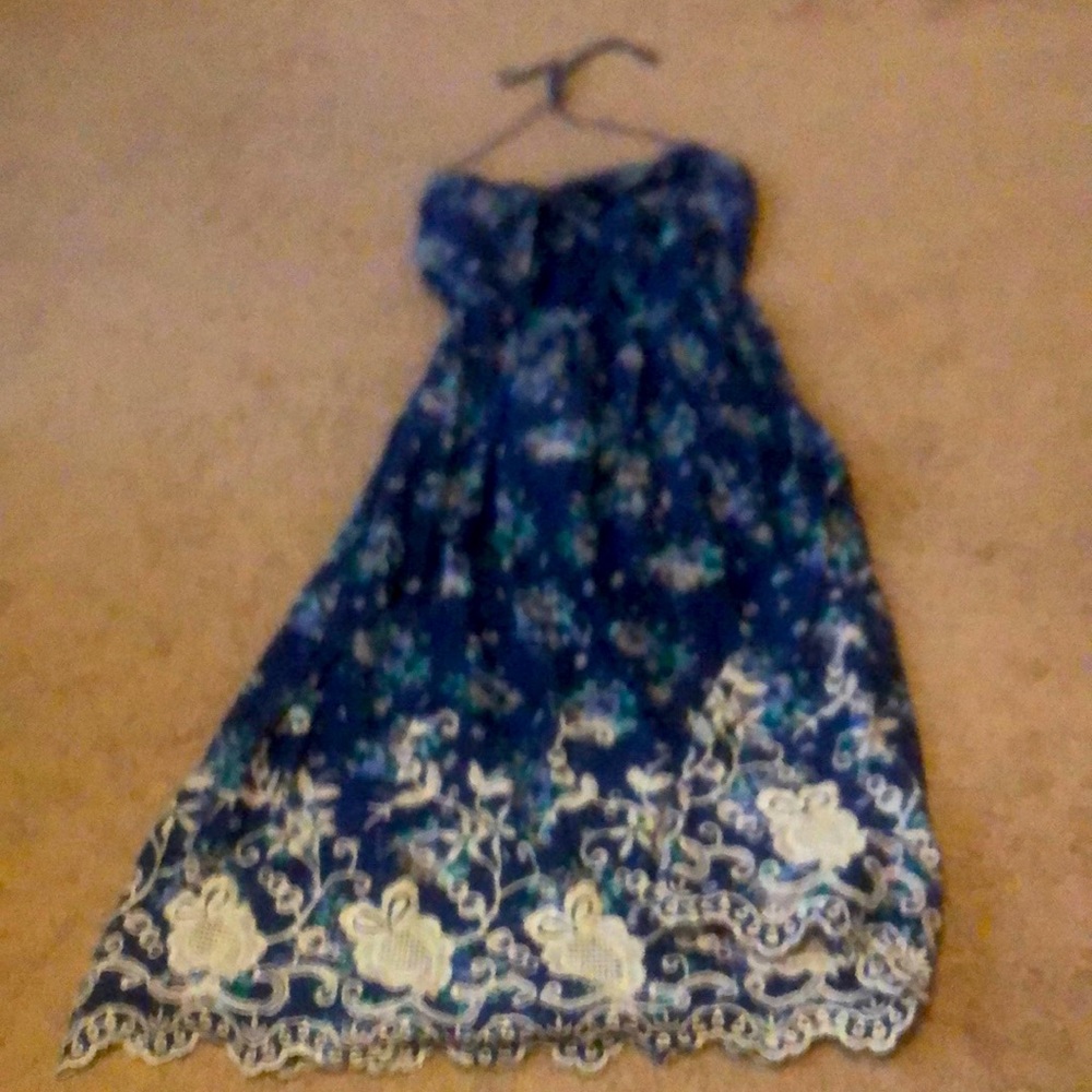 Dark blue boho style dress